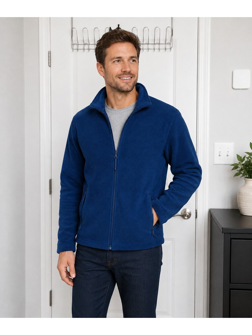 Boston Traders Men's Blue Full Zip Fleece Jacket | Size Large